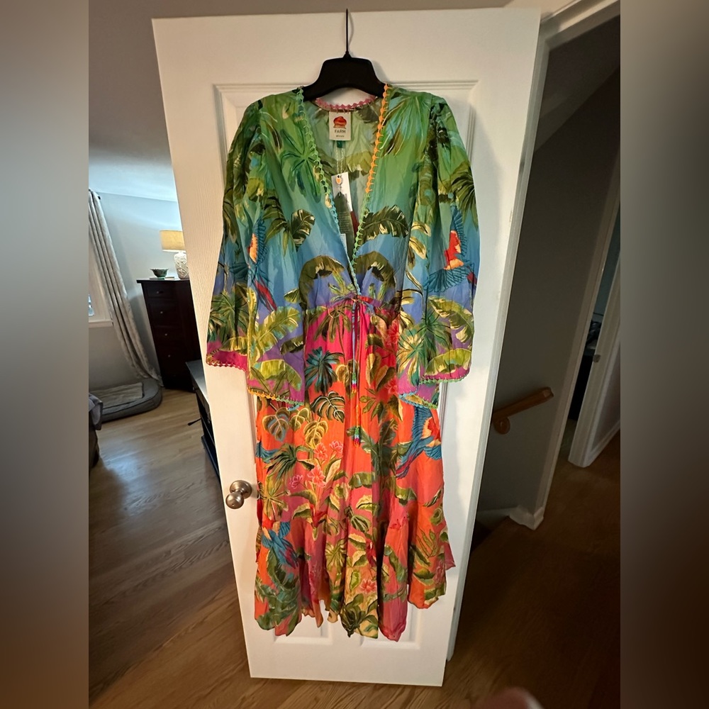 NWT FARM Rio Ombré Forest Maxi Dress Large